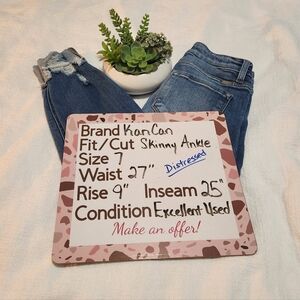 KanCan ankle skinny jeans, sz 7/27 EUC